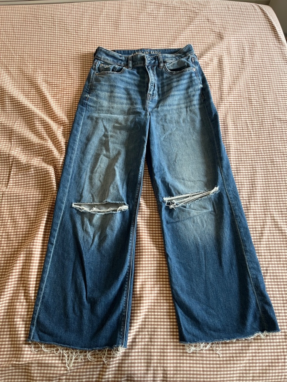 American eagle super high rise baggy wide leg stretch jeans